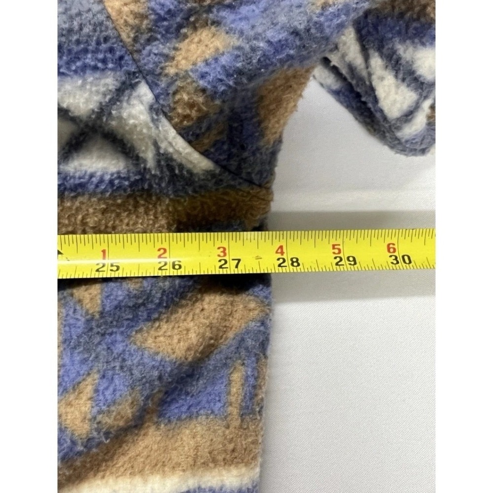 Vintage Southwestern Geometric Fleece Full Zip Jacket Blue Brown 22W Cozy Rustic - Picture 10 of 11